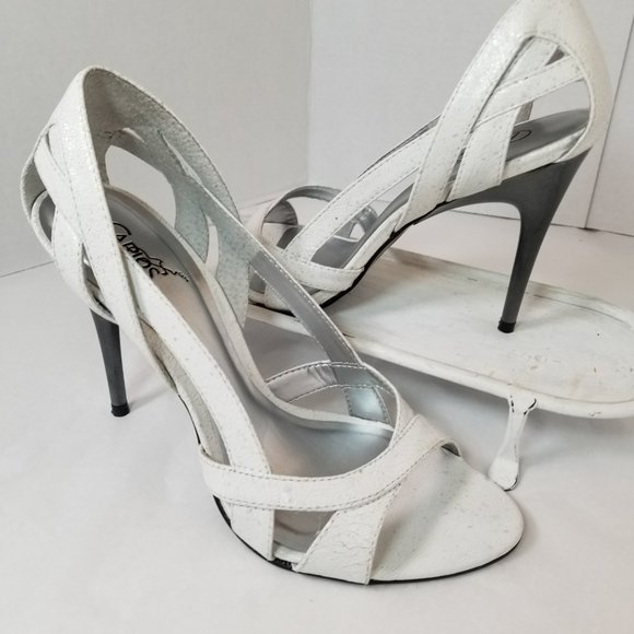 CARLOS SANTANA Speckled White Crackled Heels, Size 8.5M - Picture 5 of 11